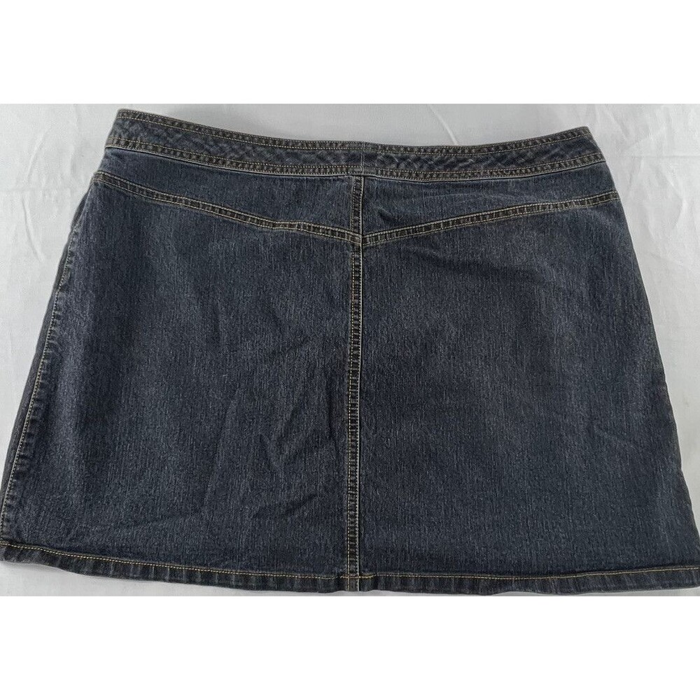 Bisou Bisou Womens Flat Front Dark Blue Denim 15" Skirt Size 16 - Picture 7 of 8